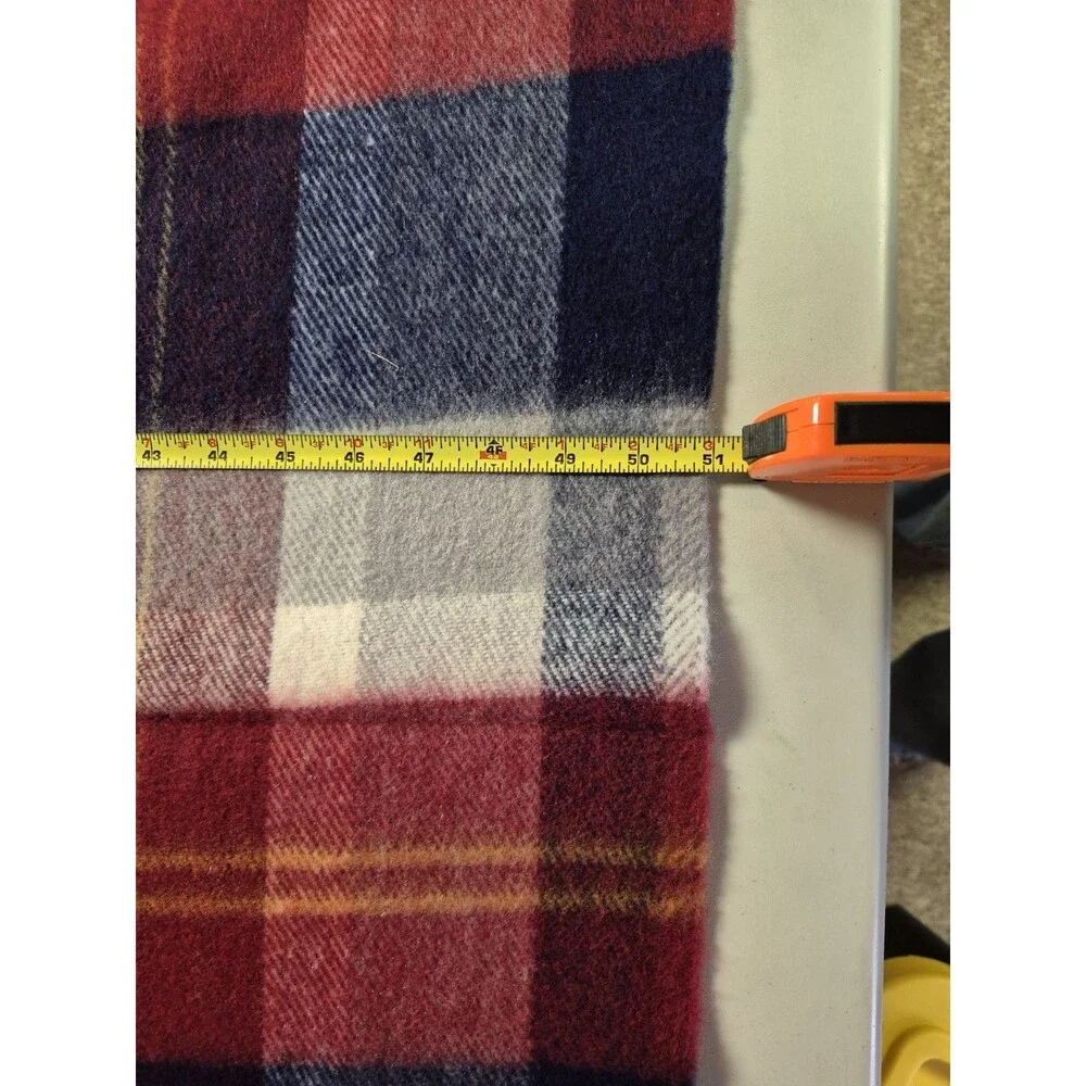 Faribo Acrylic Plaid Red Blue White Stadium Throw Lap Blanket 44 X 56